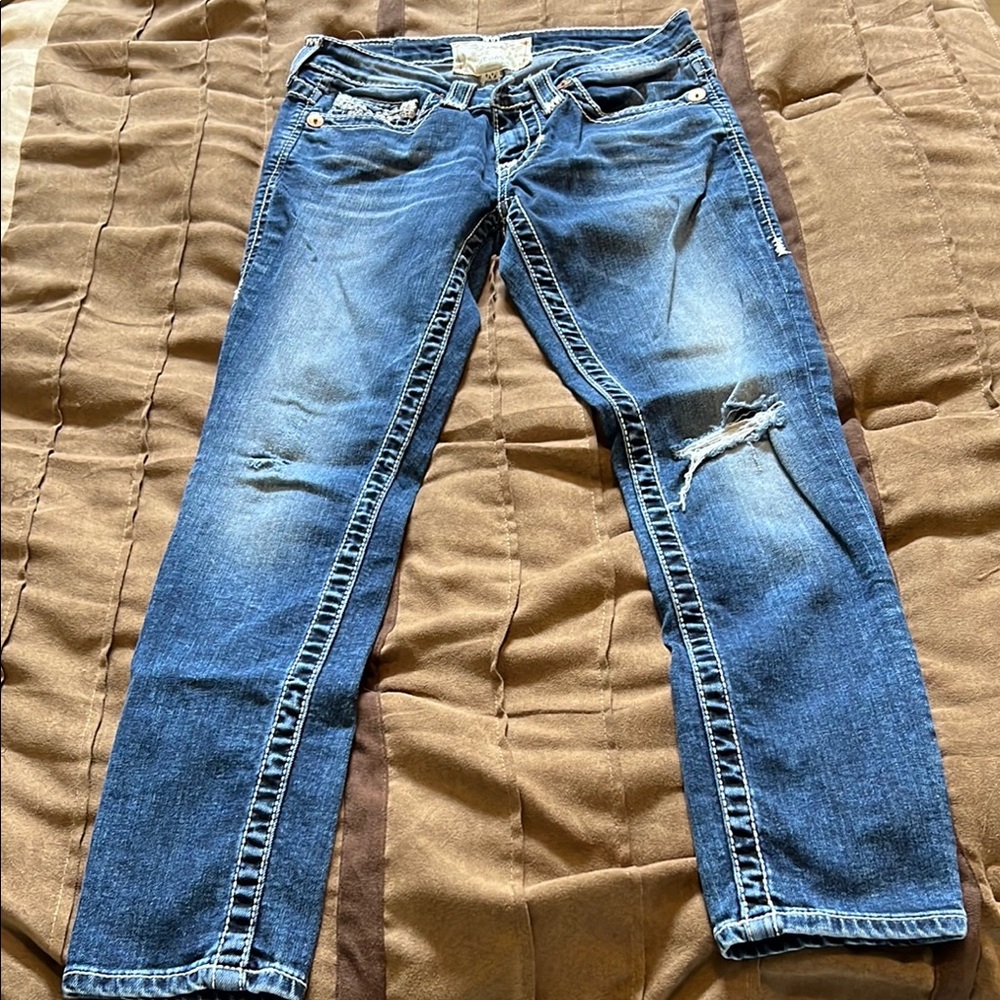 Distressed Blue Jeans